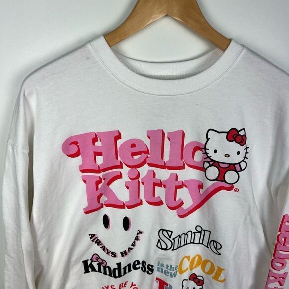 Hello Kitty Sanrio Graphic Crew Neck Sweatshirt White Pink women’s size XL - Picture 3 of 14